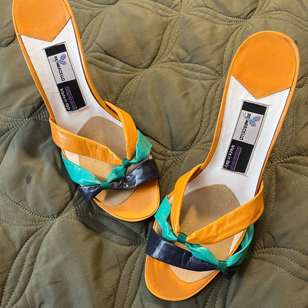 “Citrus Riviera” Vintage Leather RE MARCELLO Slide Sandals